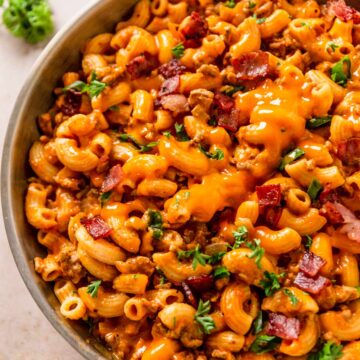 cheeseburger macaroni pasta with beef skillet