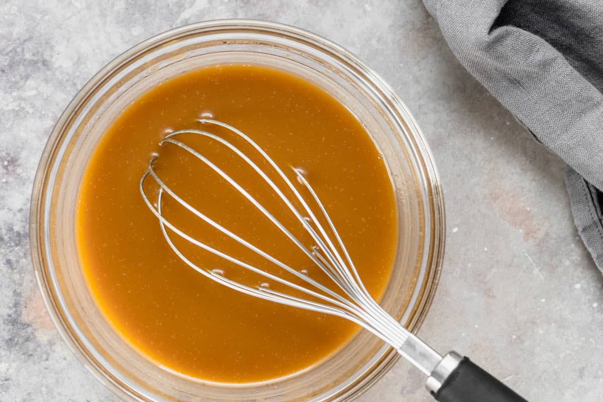 honey mustard soy sauce in a bowl.