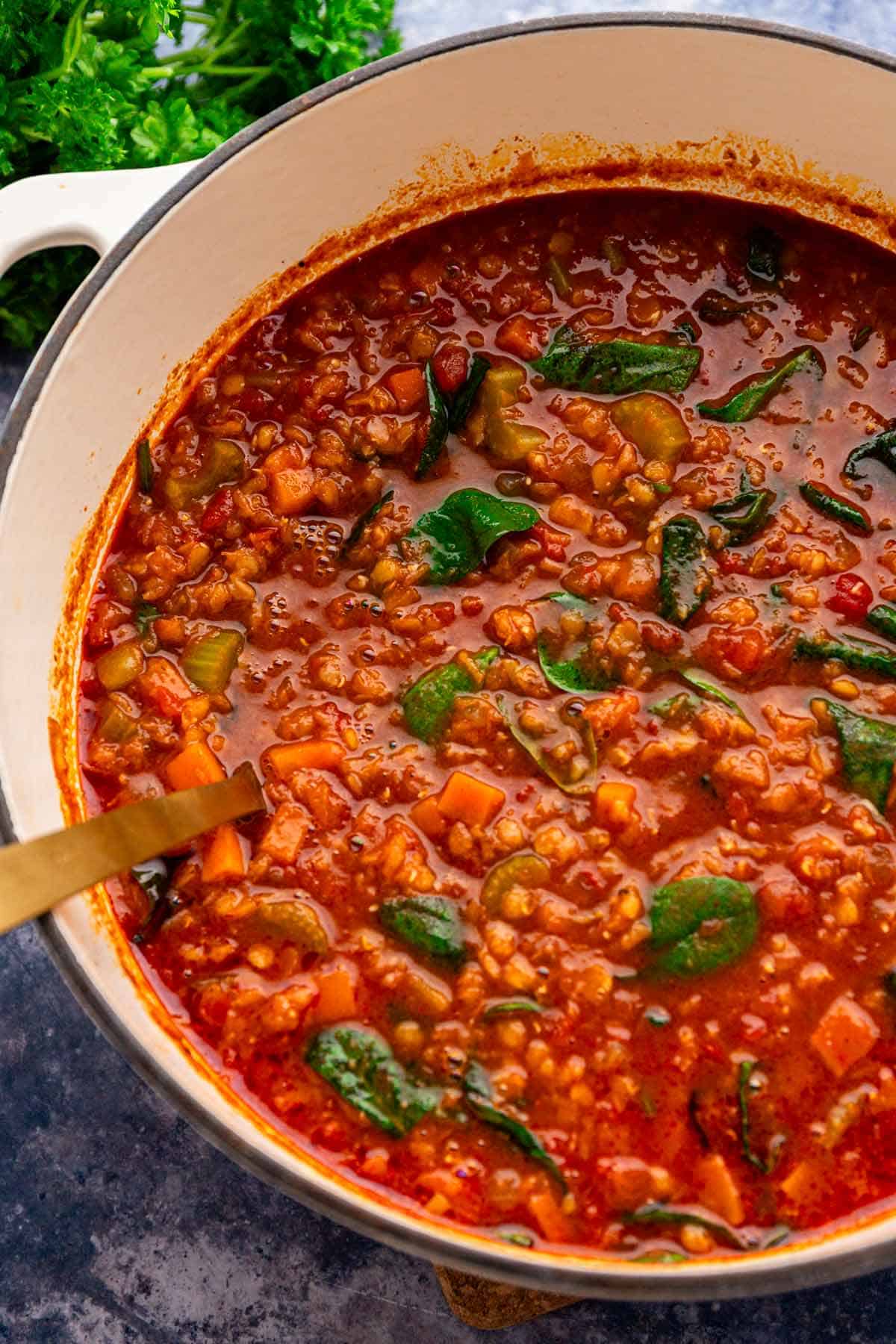 smoky red lentil soup.