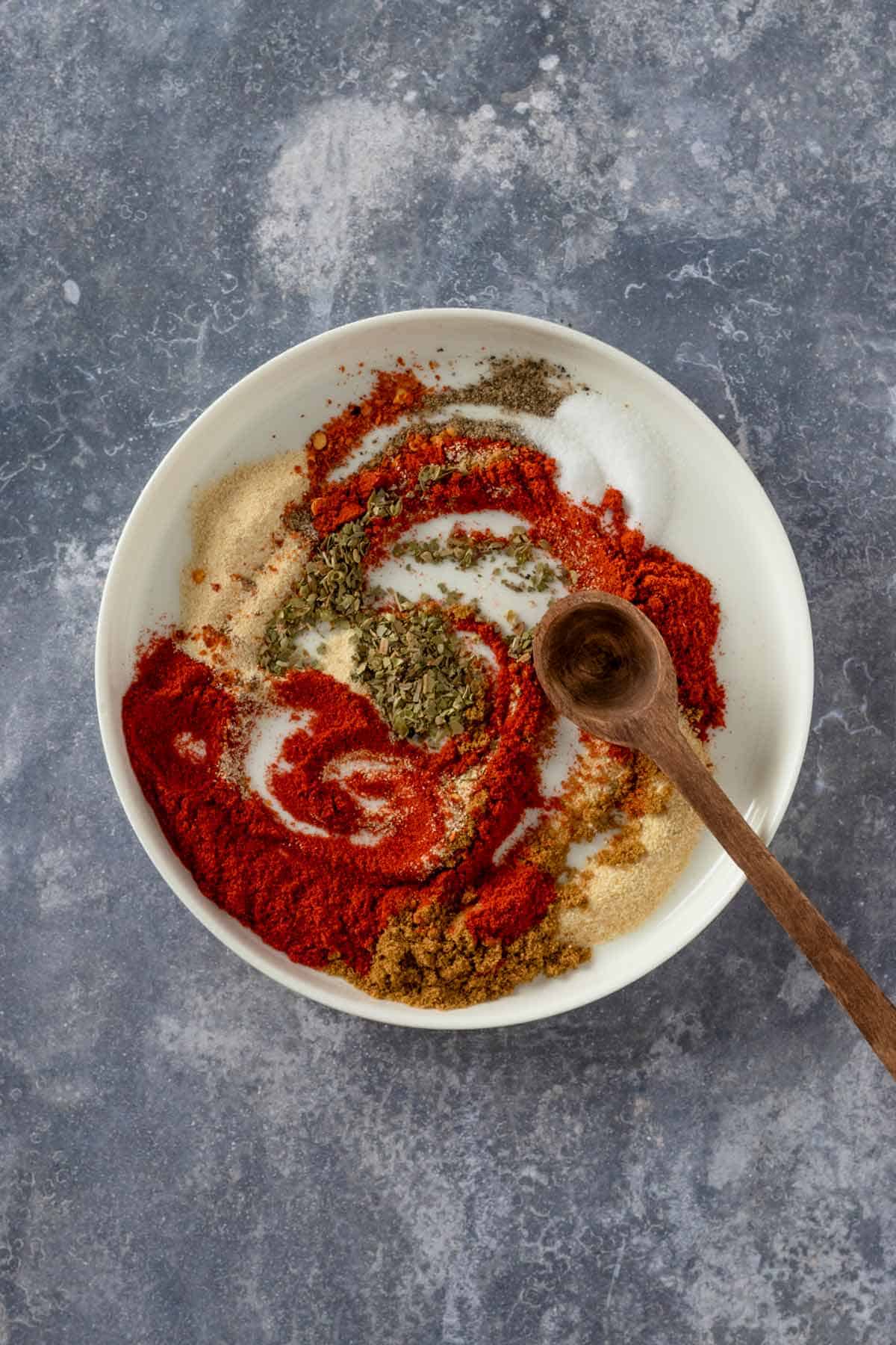 taco seasoning ingredients on a saucer