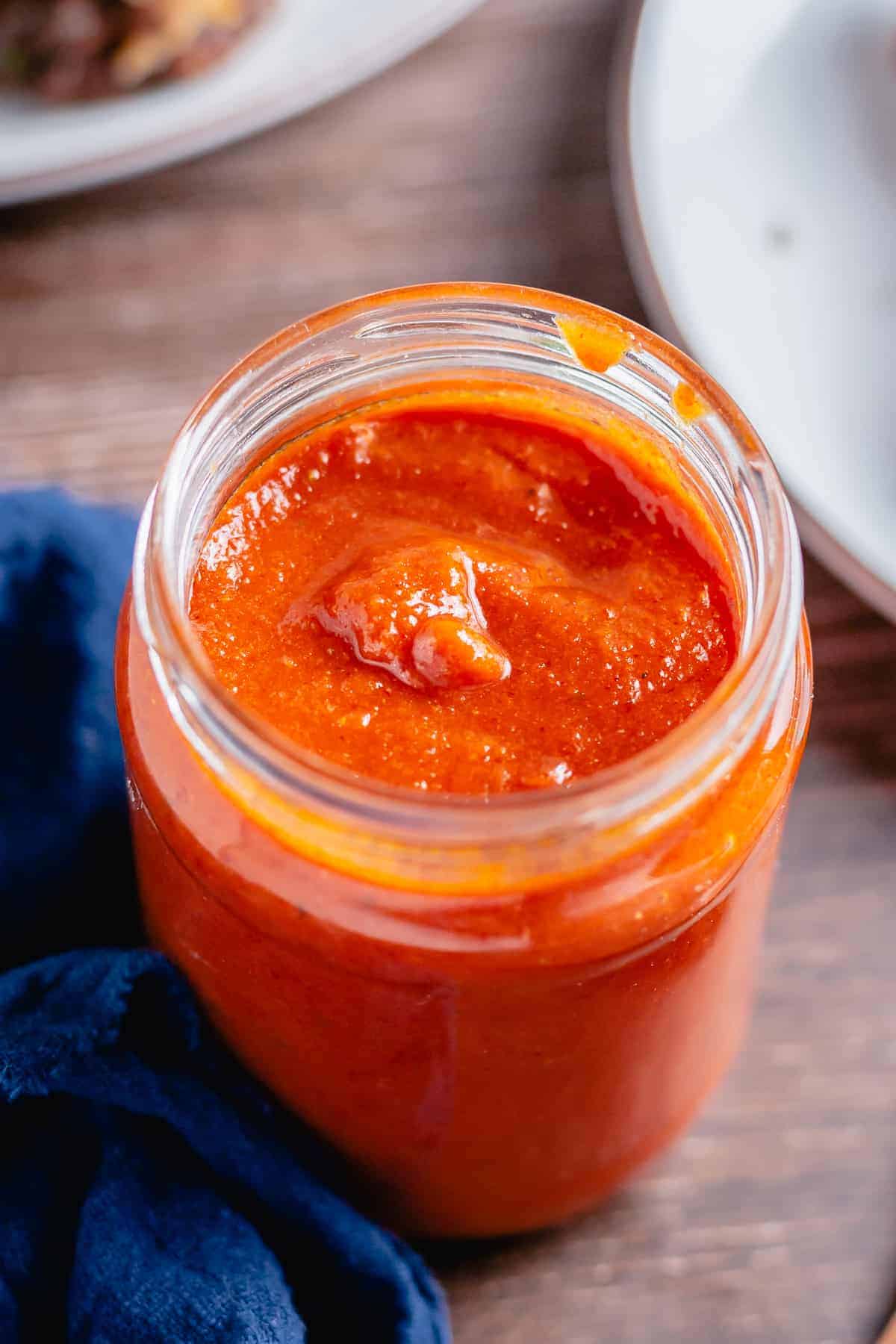 close up shot of buffalo sauce in a jar