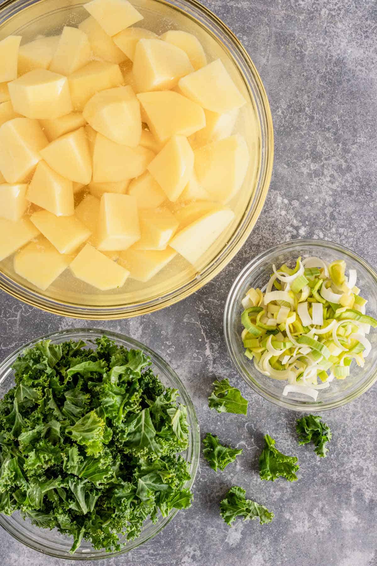 ingredients for cabbage and potatoes