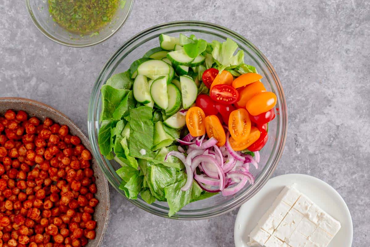 chickpea salad in a bowl