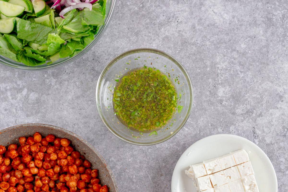 olive oil herb salad dressing for chickpea salad