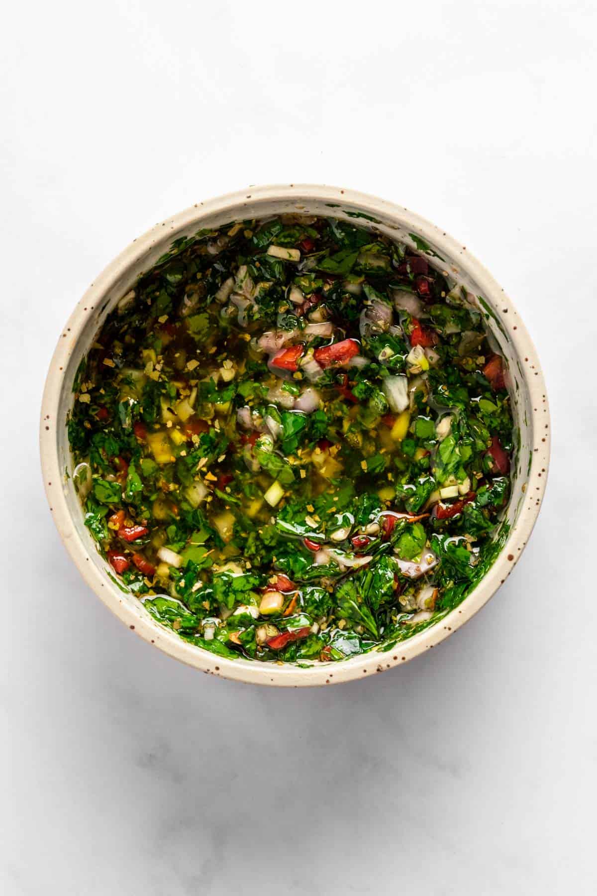 chimichurri sauce in a bowl