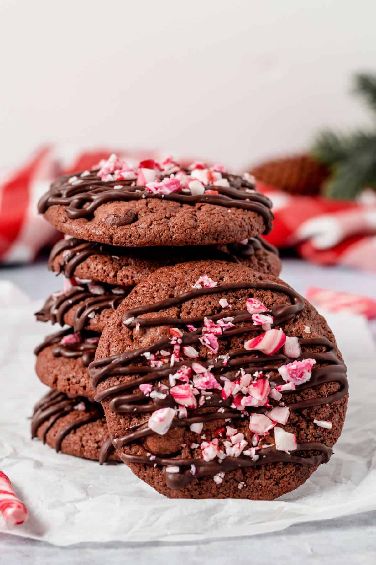 a stack of Gluten Free Chocolate Chip Cookies With Peppermint