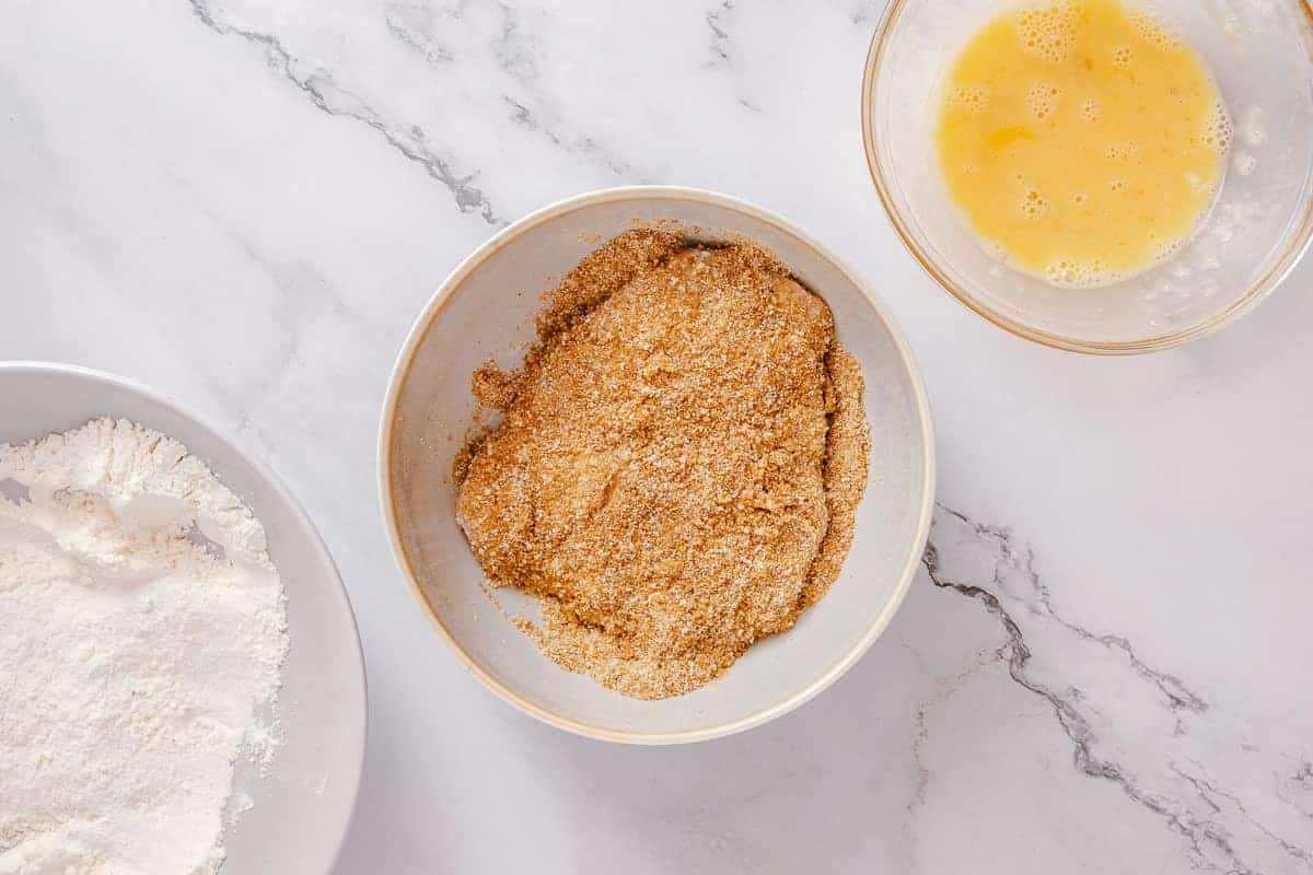 chicken breast coated in breadcrumbs