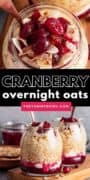 overnight oats with orange cranberry sauce jars.