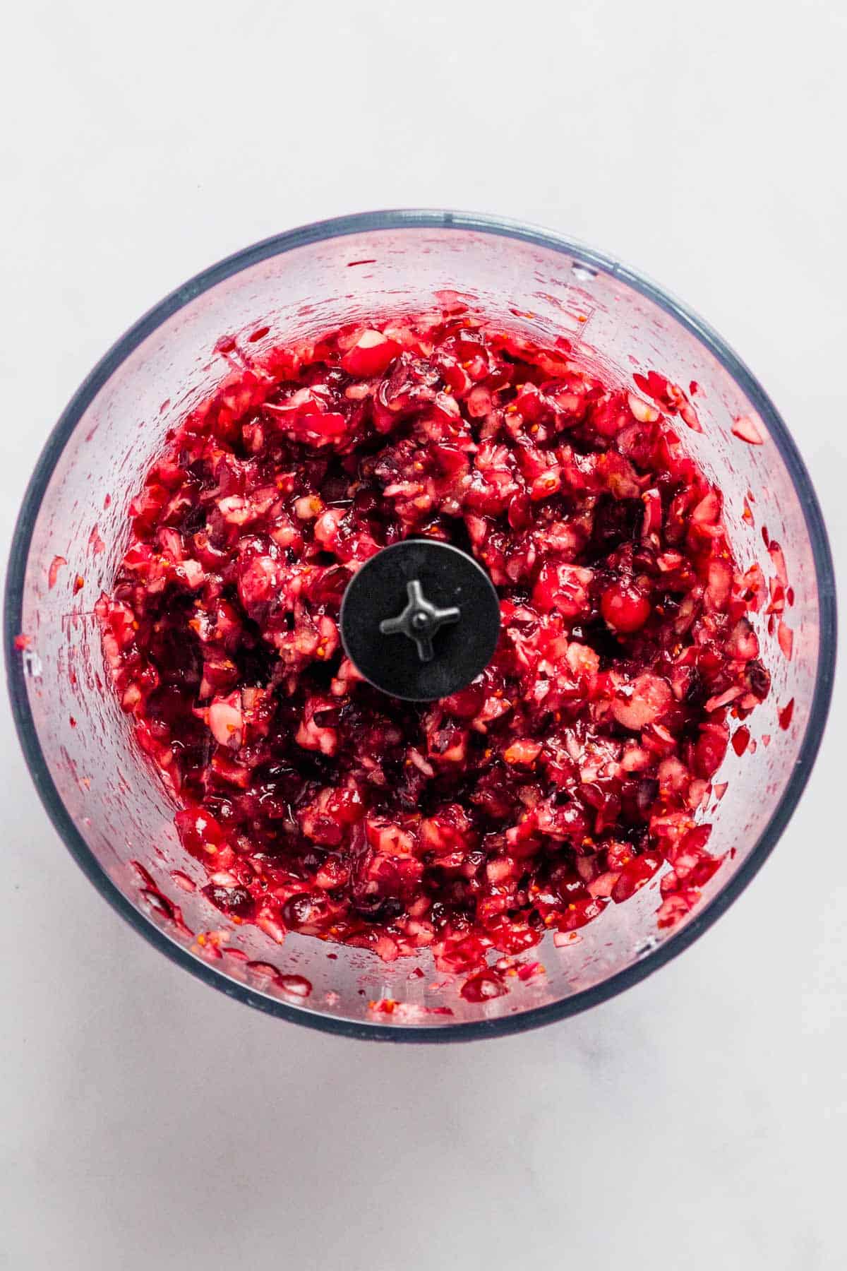 cranberries in food processor.