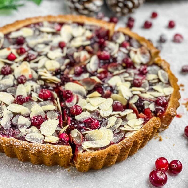 Almond Cranberry Tart (Gluten-Free, Vegan, Dairy-Free)