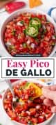 pico de gallo (mexican tomato salsa) in a bowl with tortilla chips