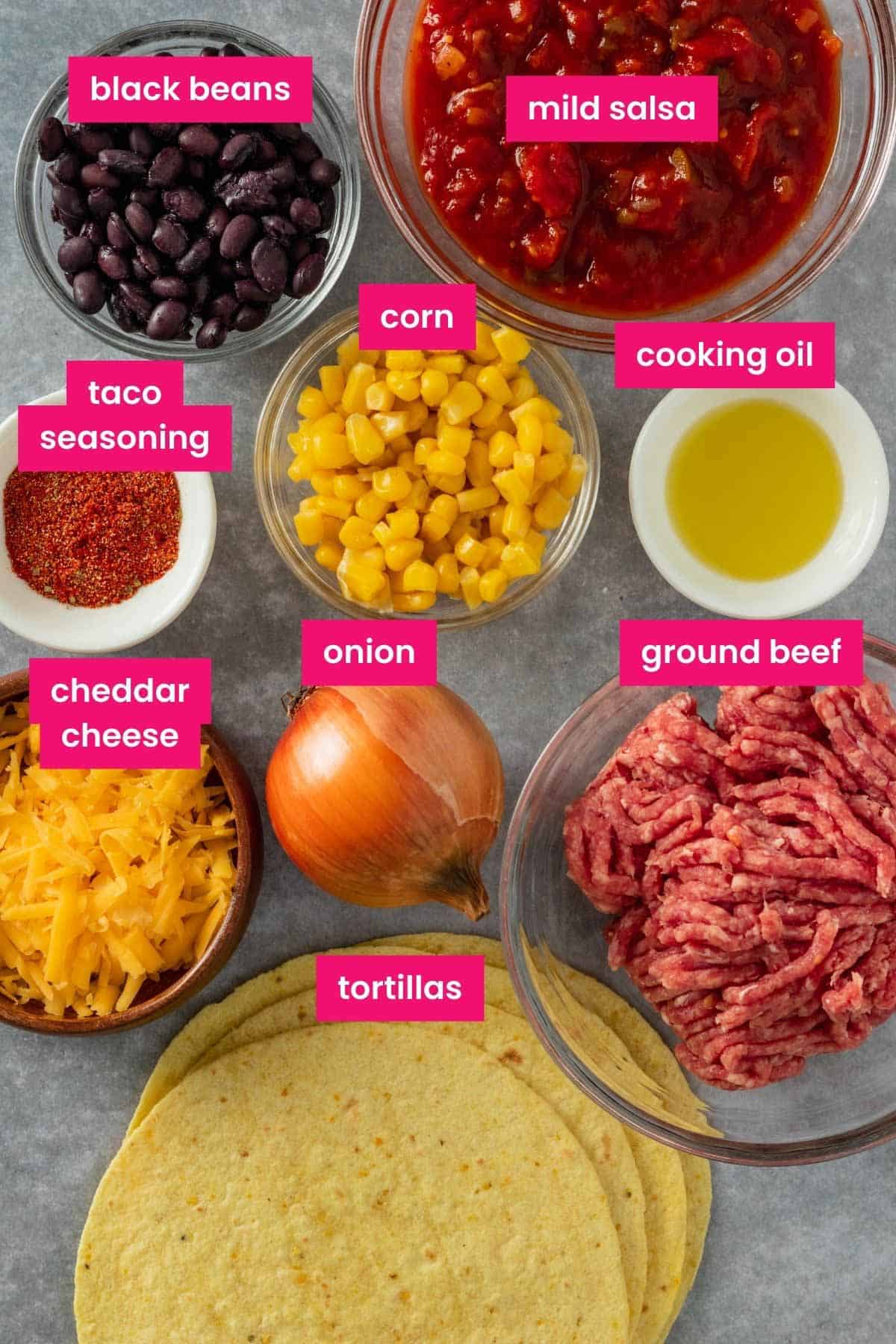 ingredients for taco casserole recipe