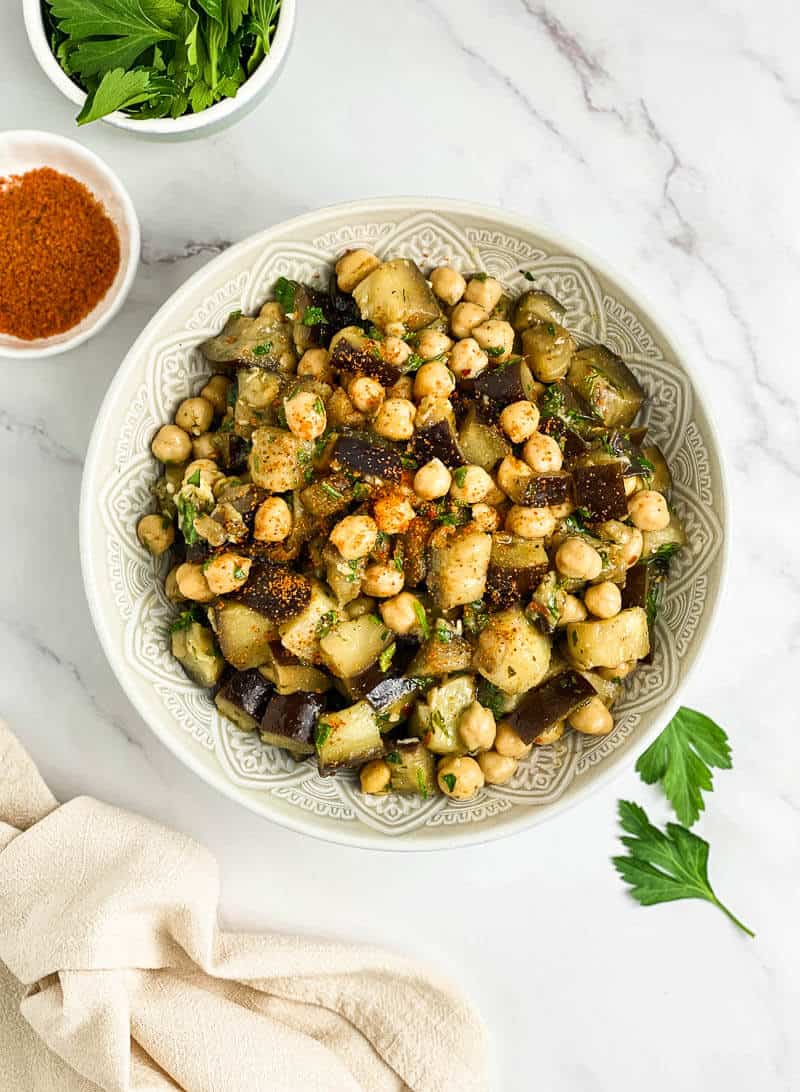 Eggplant Chickpea Salad