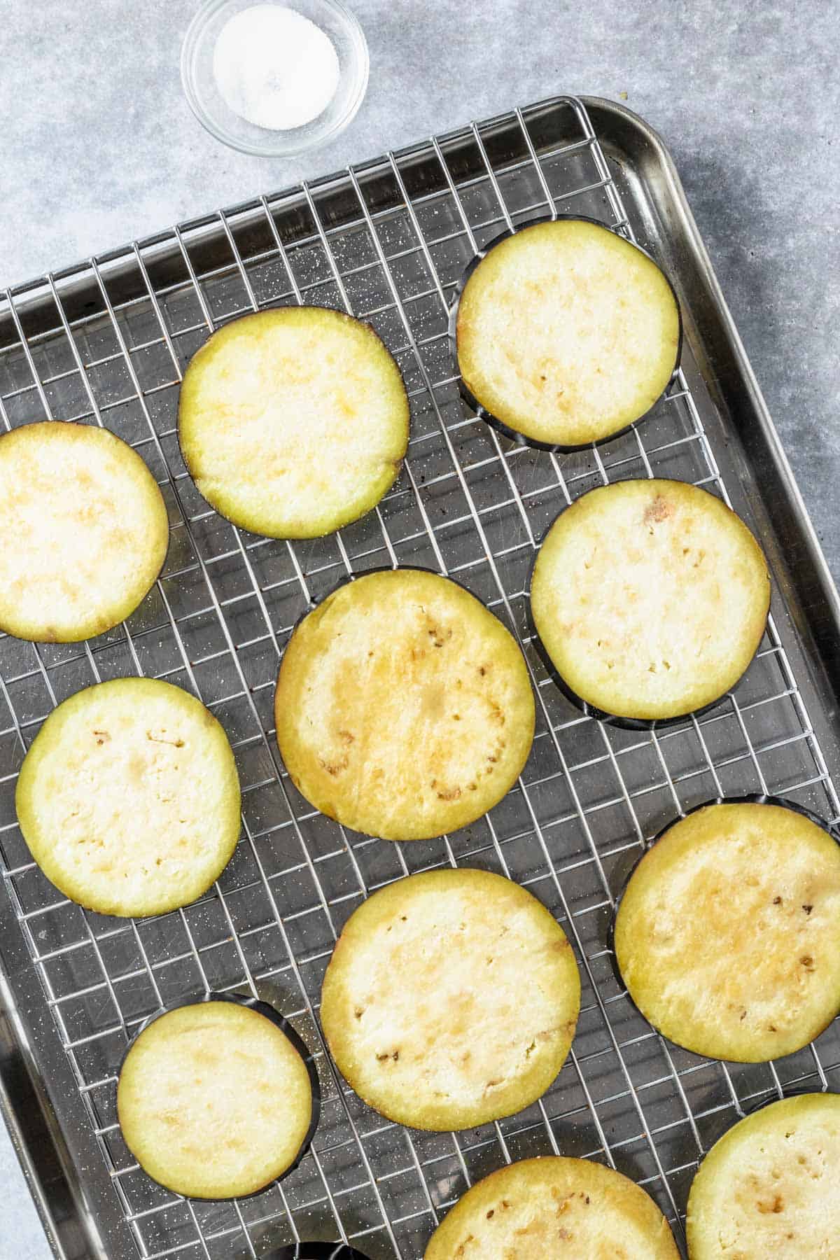 eggplant slices seasoned with salt