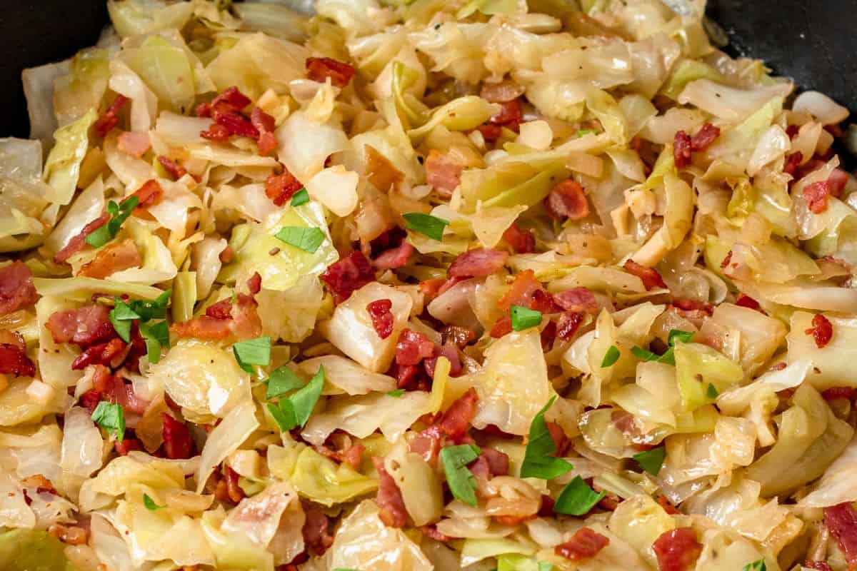 fried cabbage as a substitute for sauerkraut.