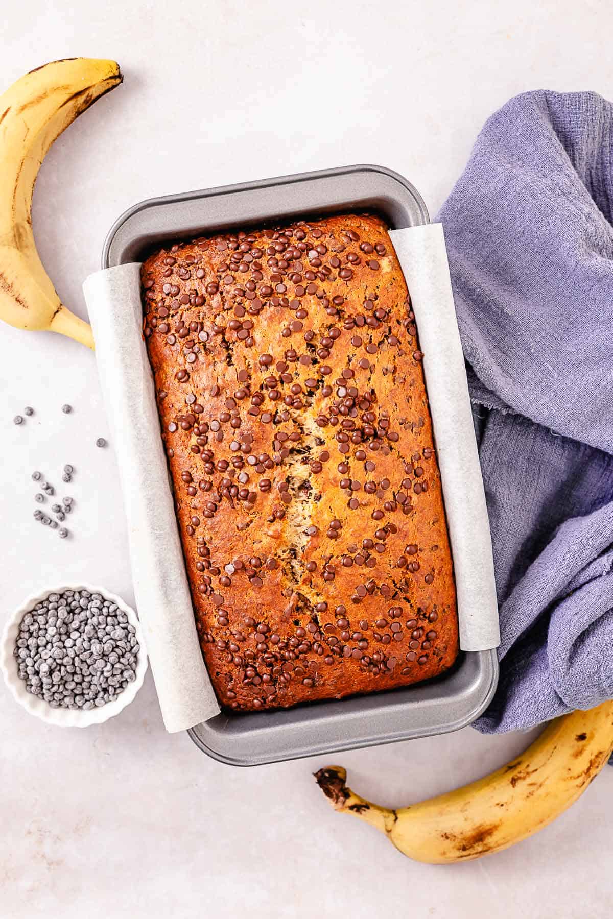 gluten free chocolate chip banan bread baked ina  loaf pan