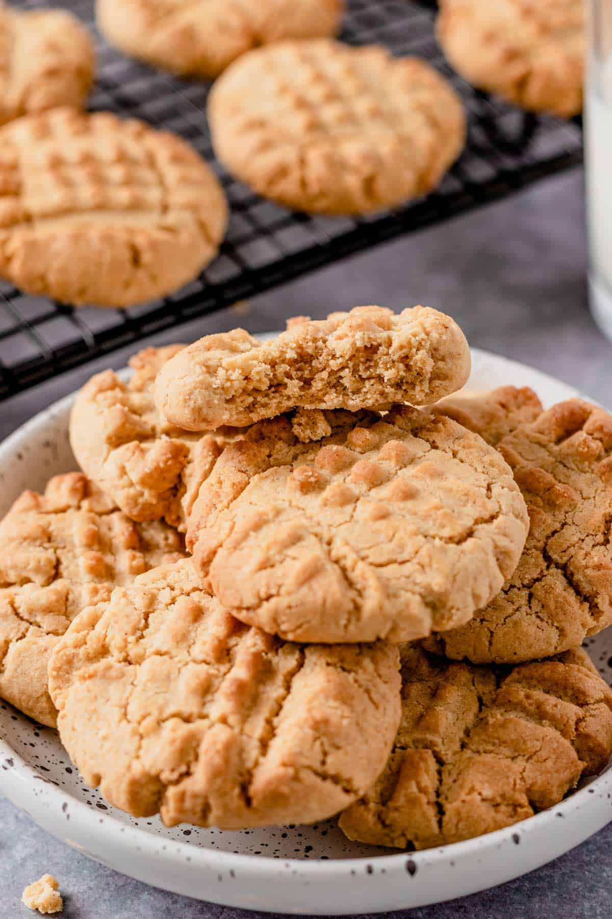 bite shot of peanut butter cookies