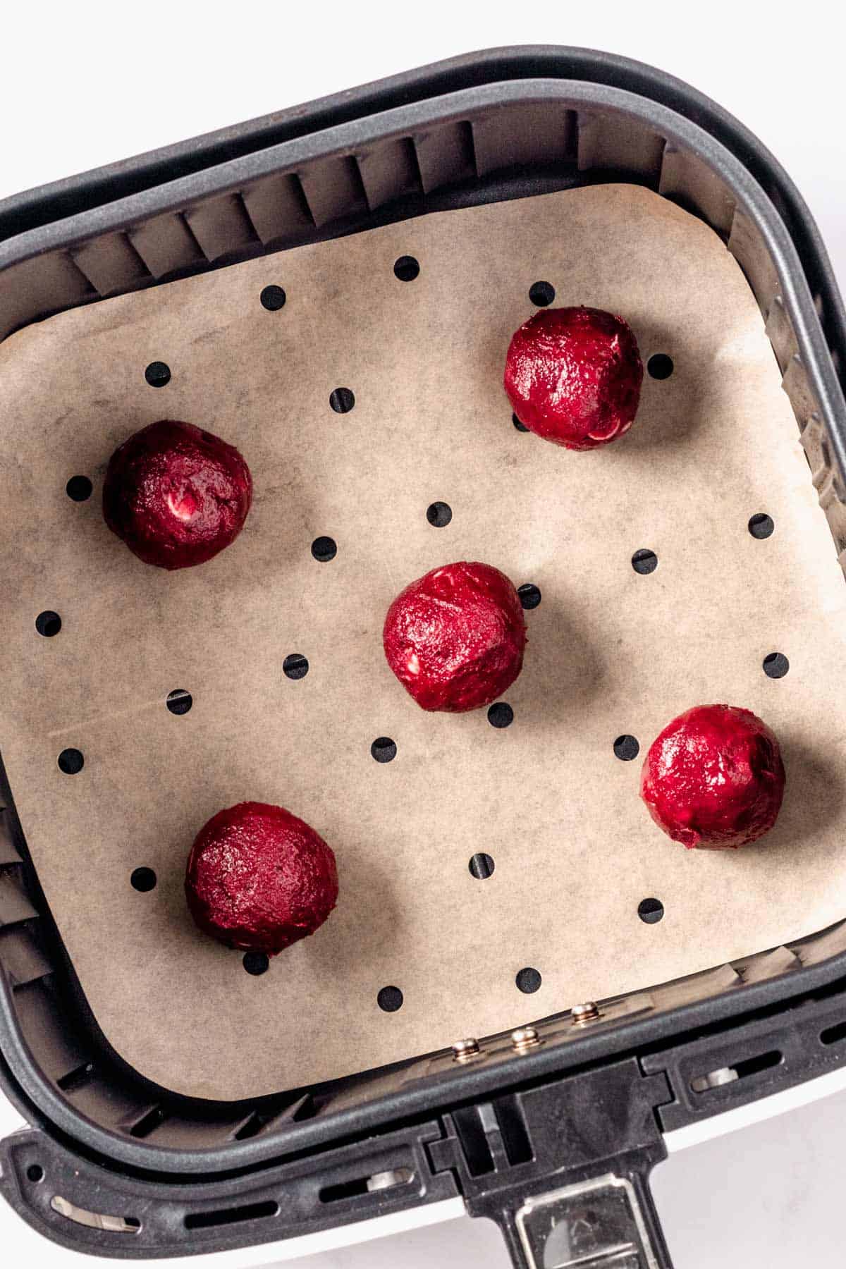 Gluten Free Red Velvet Cookie dough in air fryer