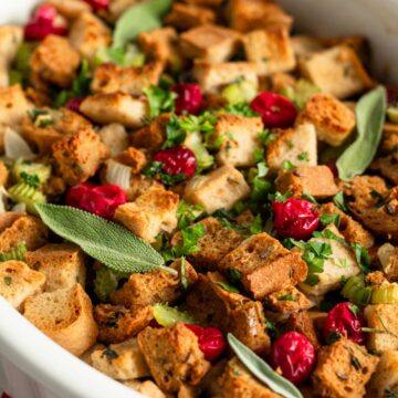 gluten free stuffing with cranberries and herbs.