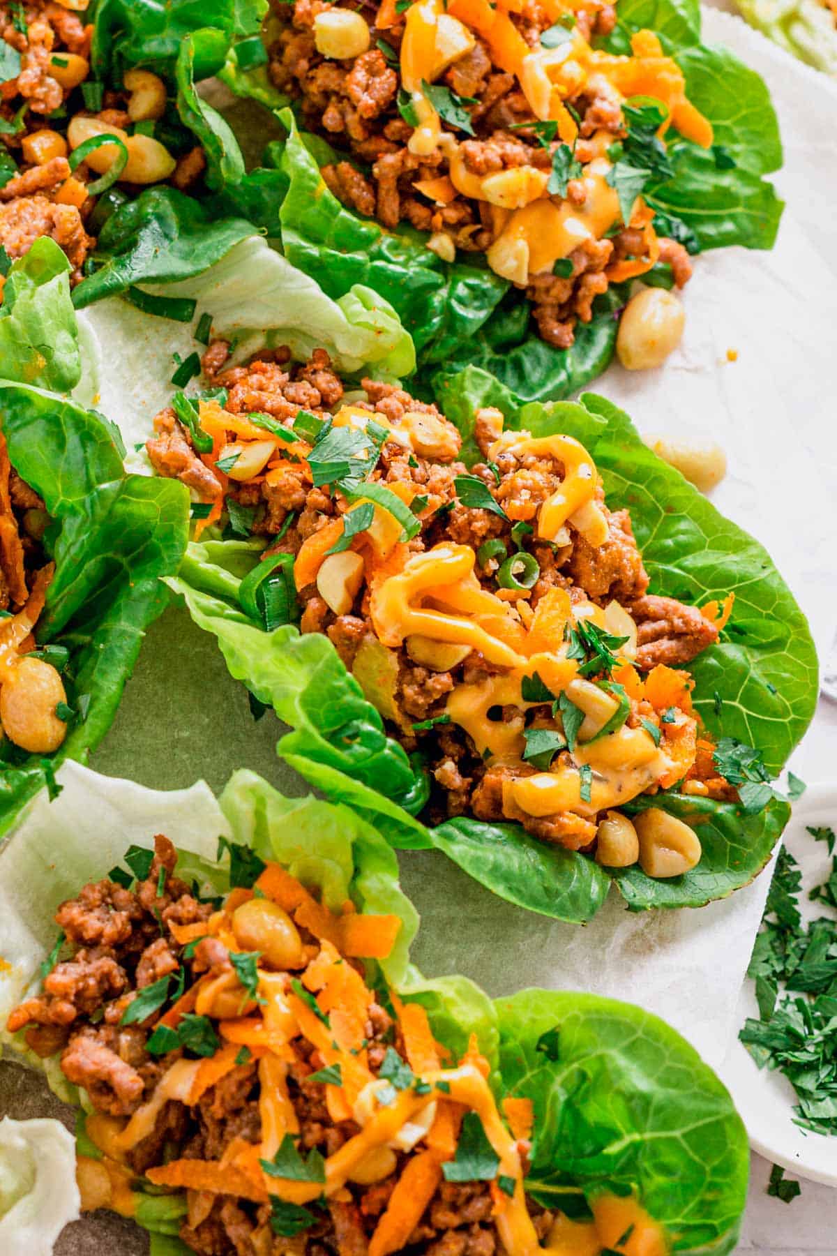 a stack of beef lettuce wraps