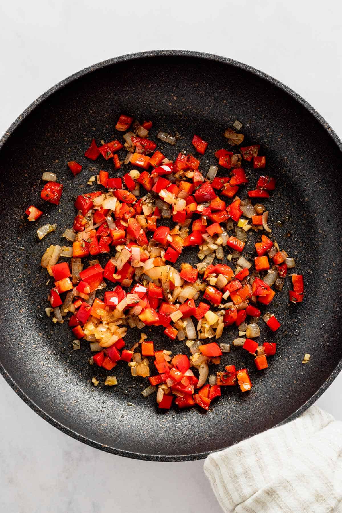 sauteing bell pepper and onion.