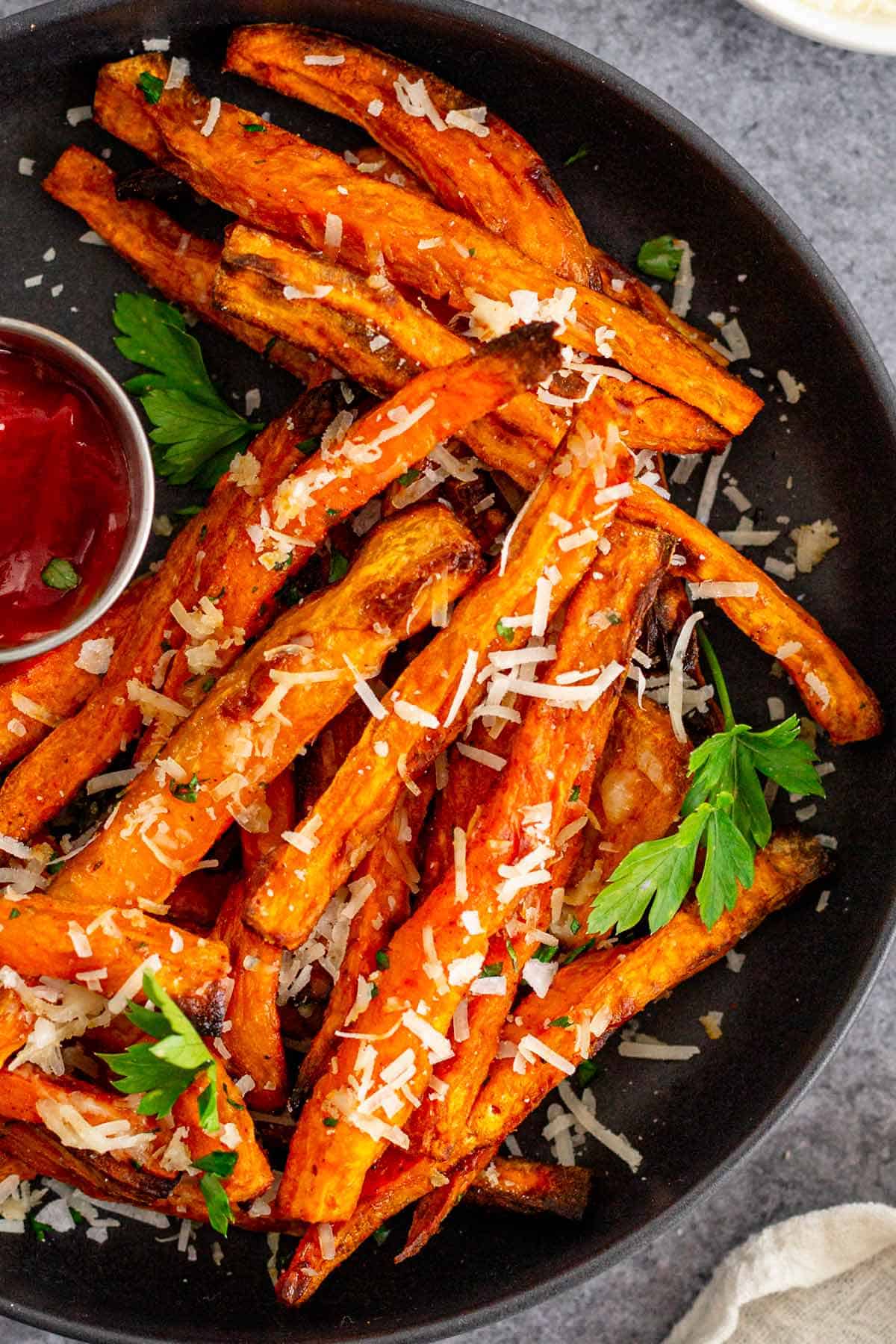 baked sweet potato fries.