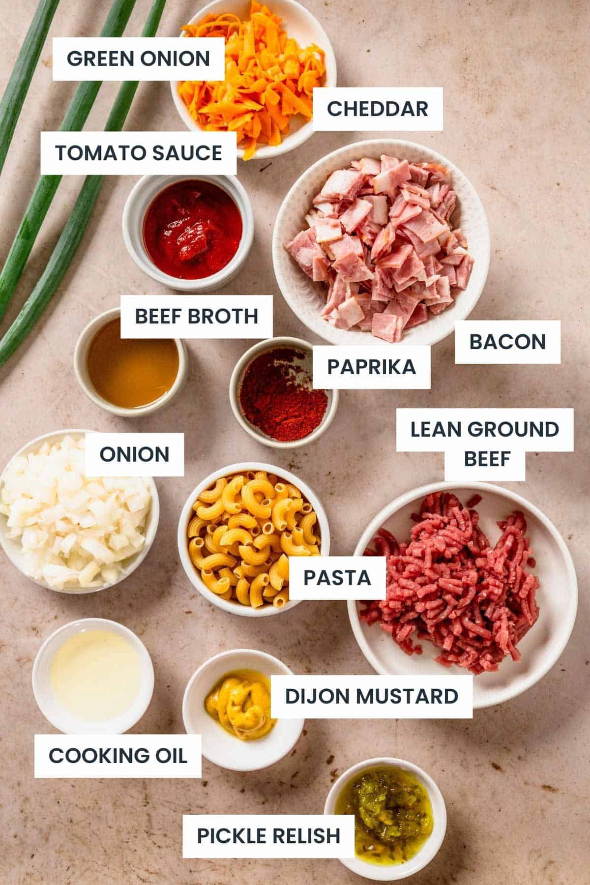 ingredients for cheeseburger pasta