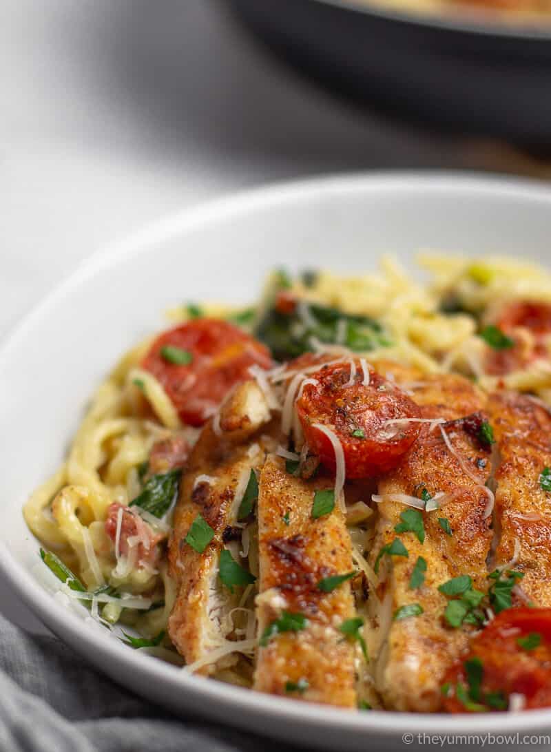 Italian Chicken Pasta in Creamy White Wine Parmesan Sauce