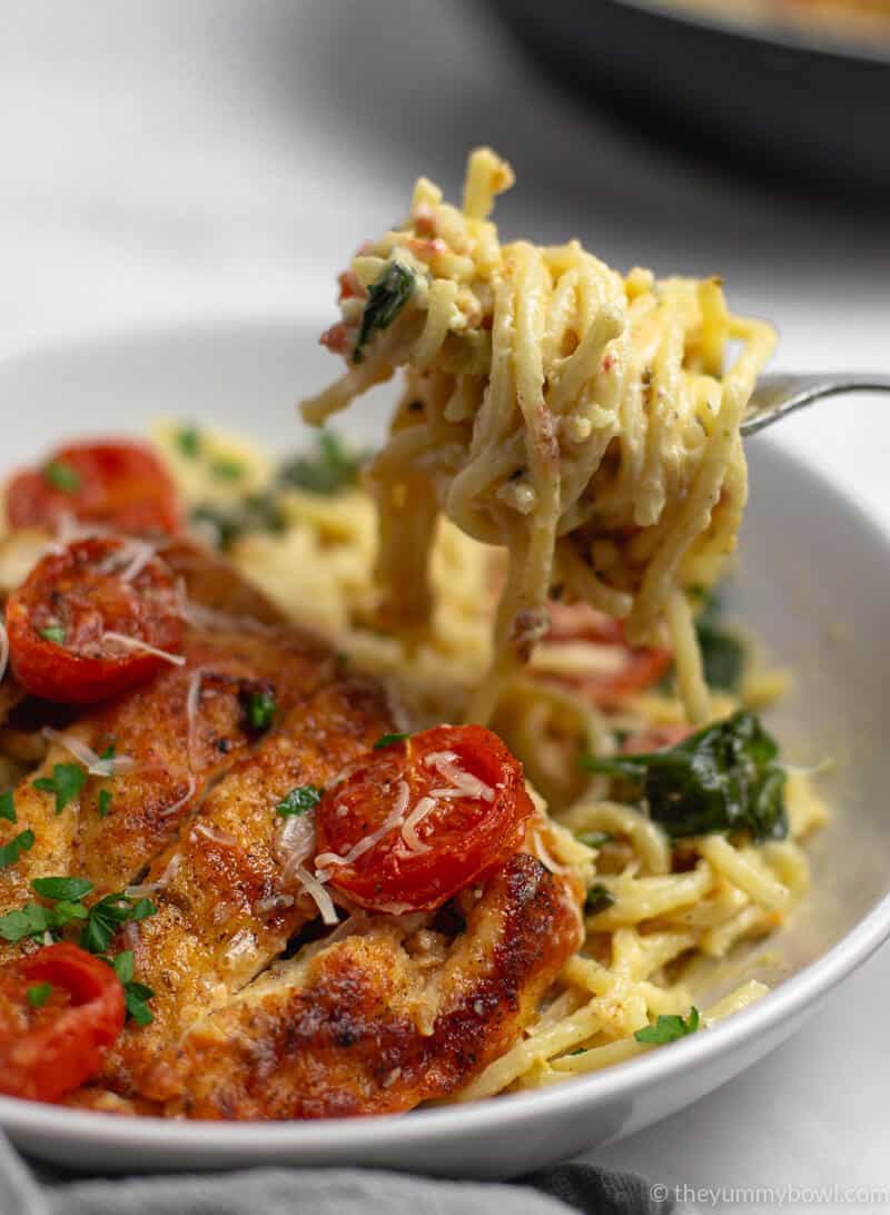 Italian Chicken Pasta in Creamy White Wine Parmesan Sauce