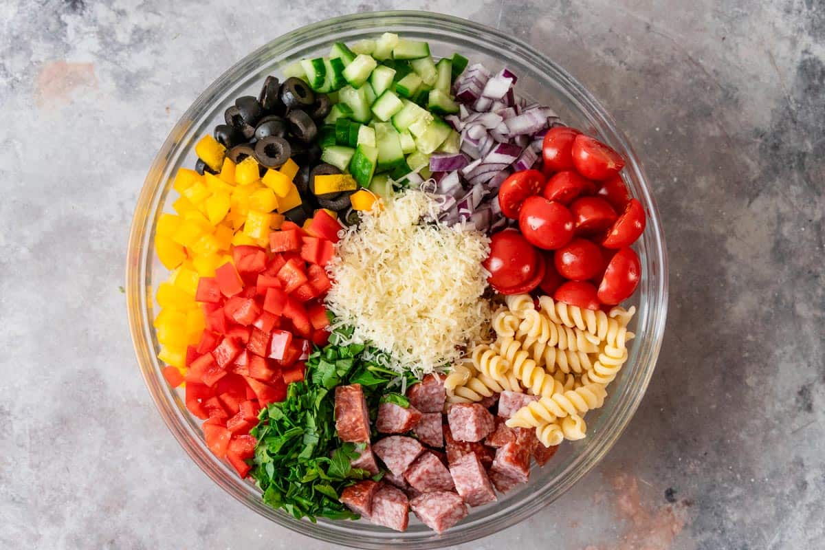 Cold Pasta Salad With Smoked Sausage-The Yummy Bowl