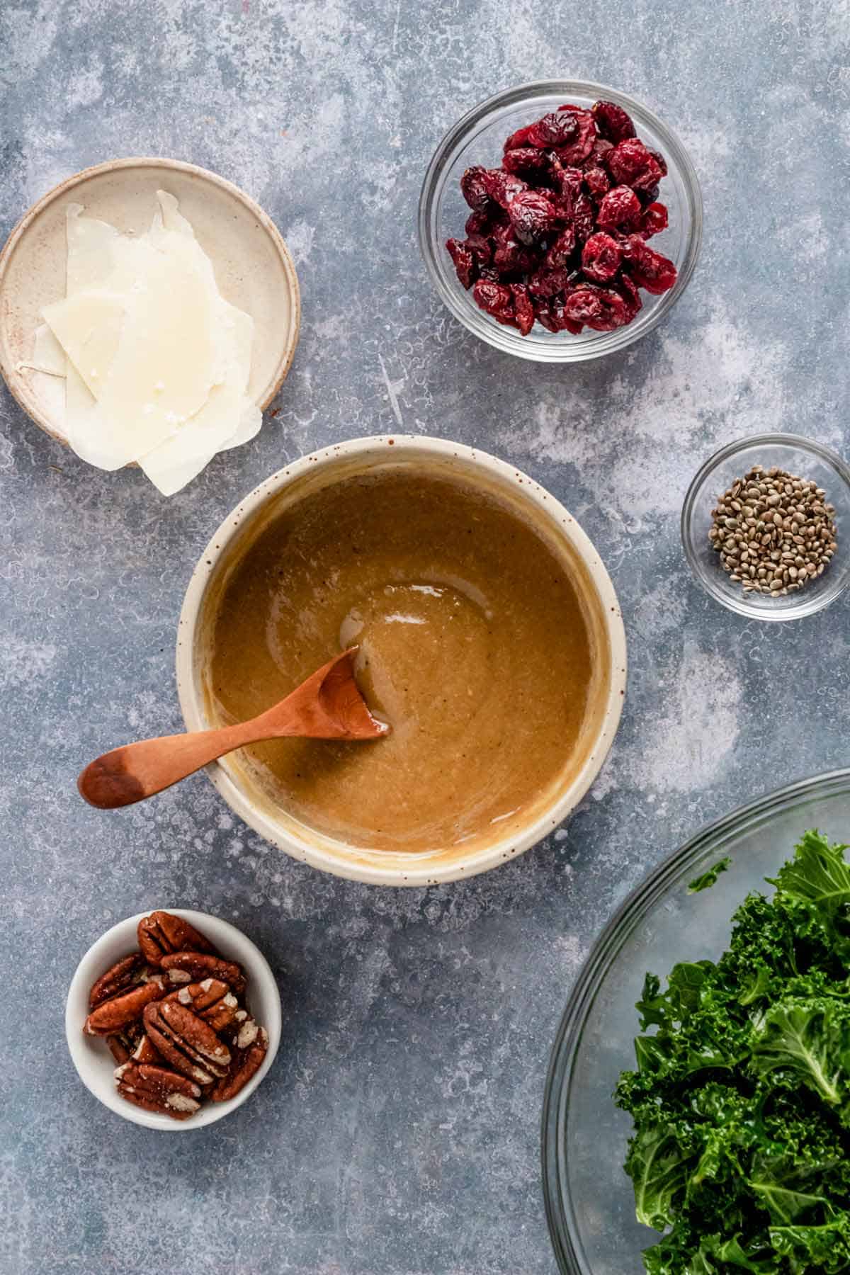 lemon tahini dressing in the making