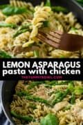 lemon asparagys pasta in skillet