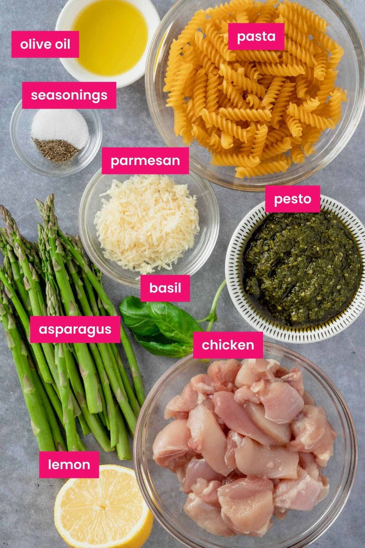 lemon asparagus pasta with chicken ingredients