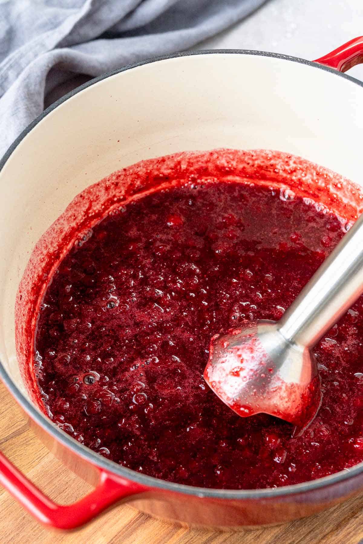 blending lingonberries.