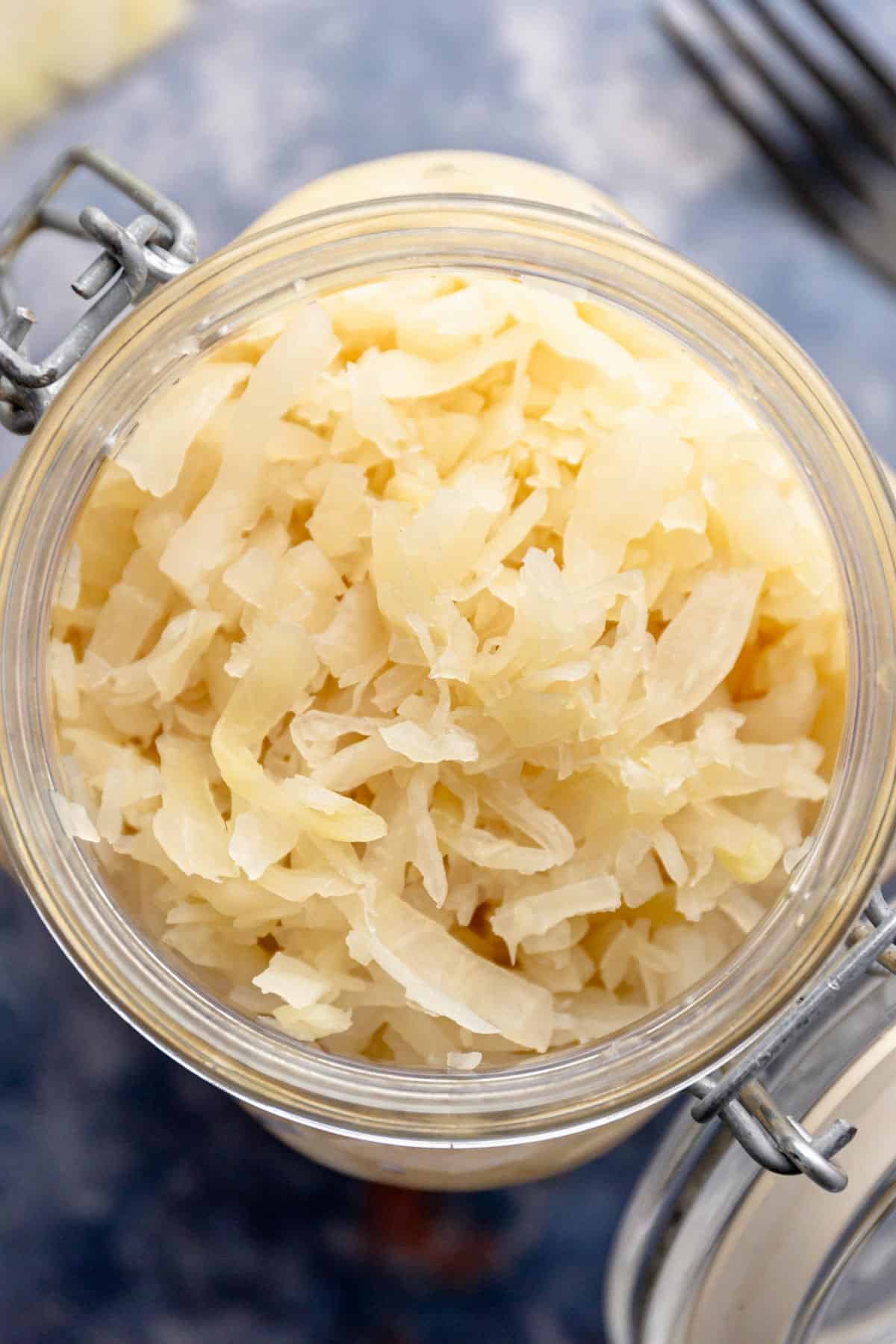 fermented sauerkraut in a jar.