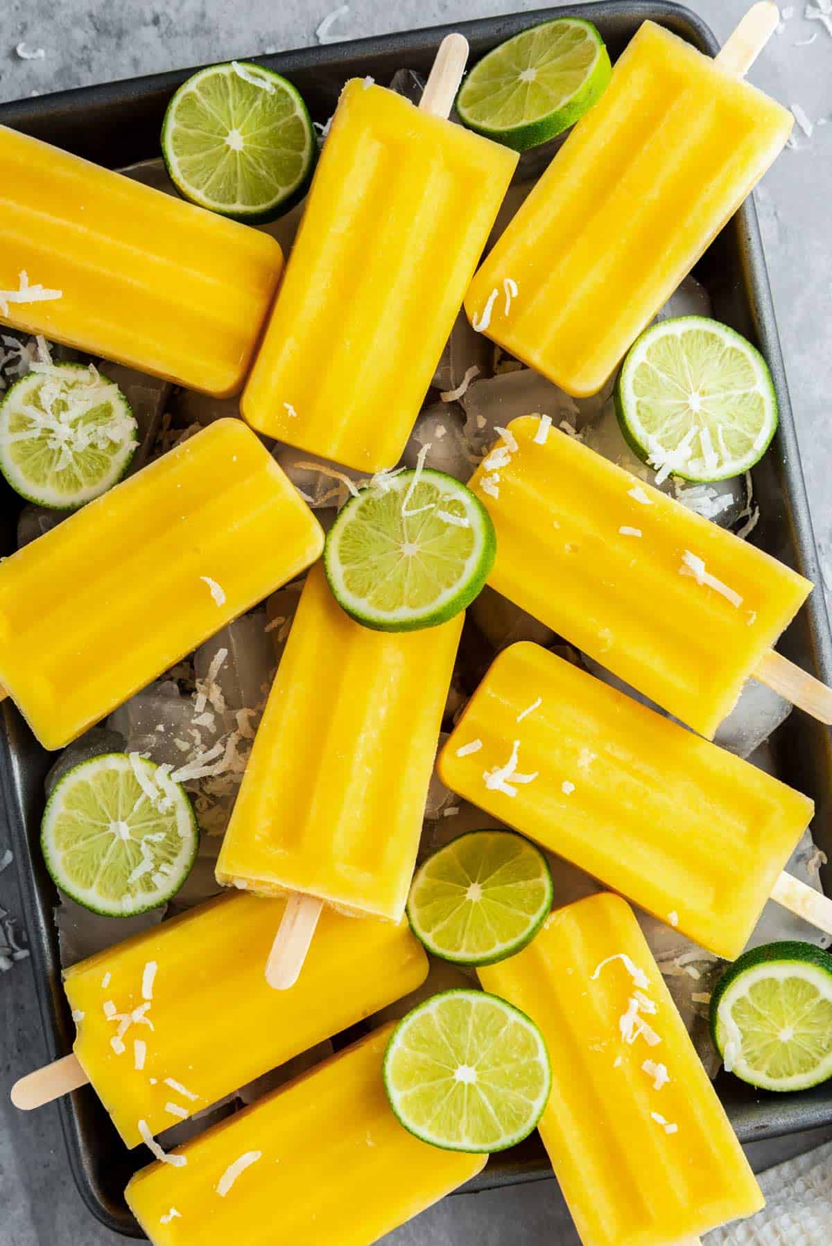 a tray of mango popsicles