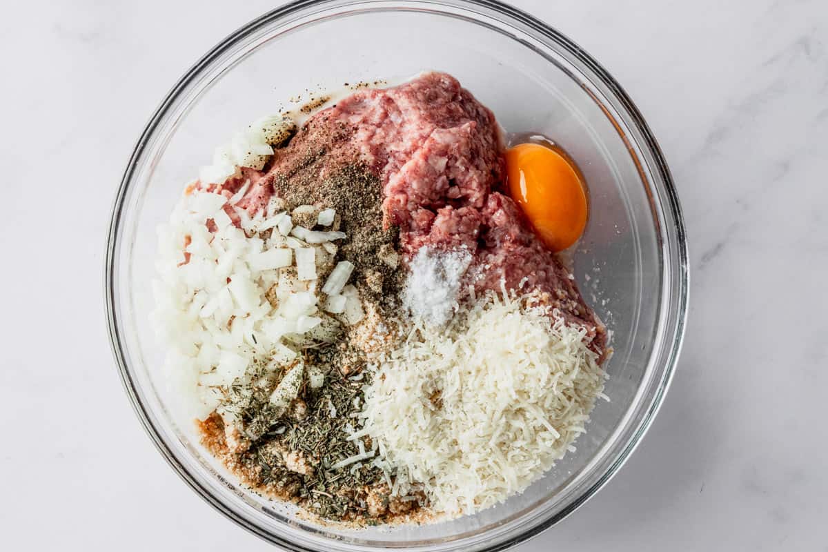 meatball mixture in a bowl.