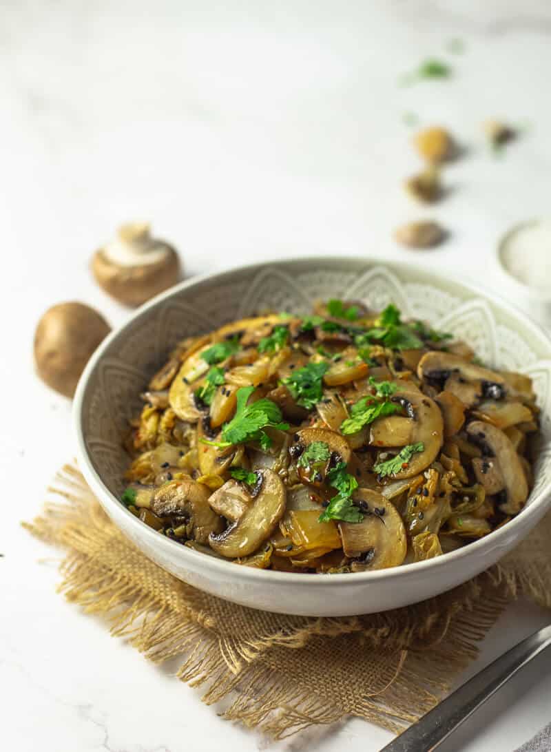 Napa Cabbage And Mushrooms Stir Fry