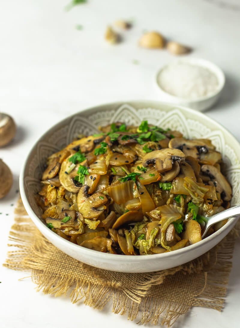 Napa Cabbage And Mushrooms Stir Fry