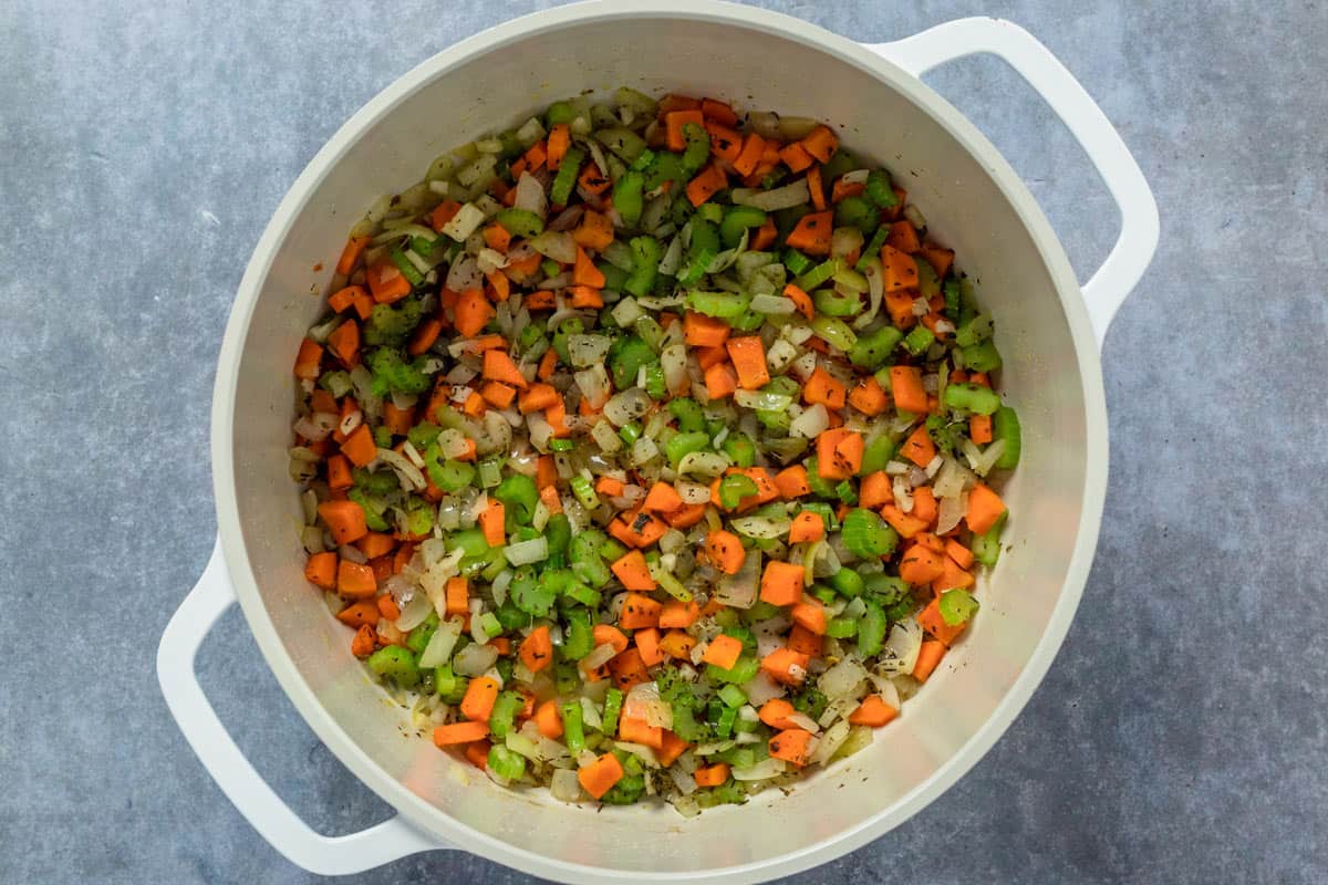 vegetables cooking in the pot