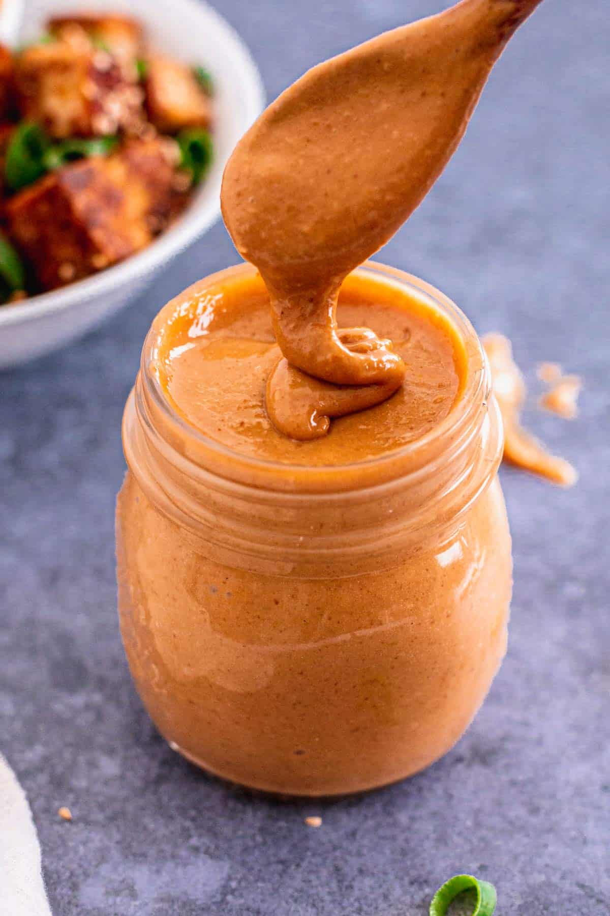 Vegan Thai Peanut Sauce in a jar