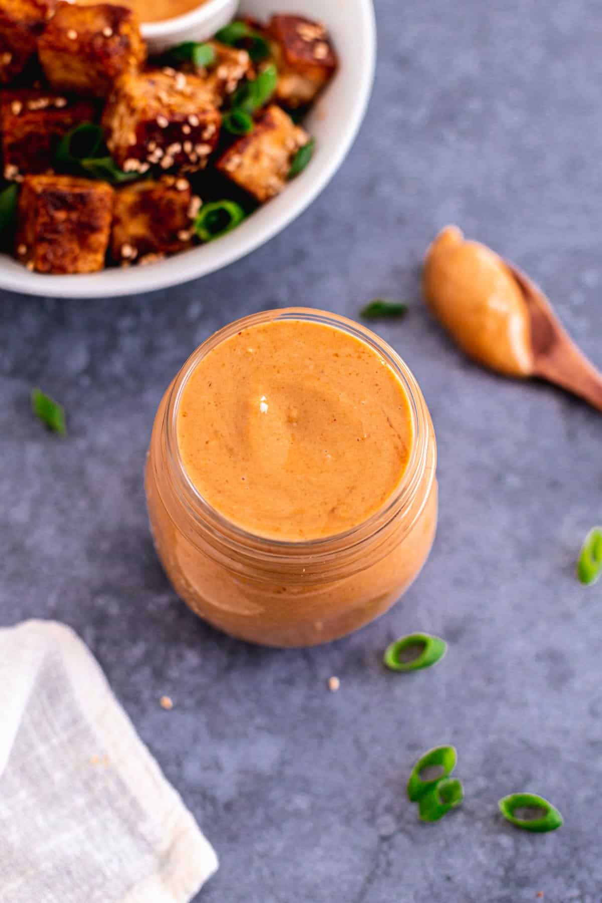 Vegan Thai Peanut Sauce in a jar