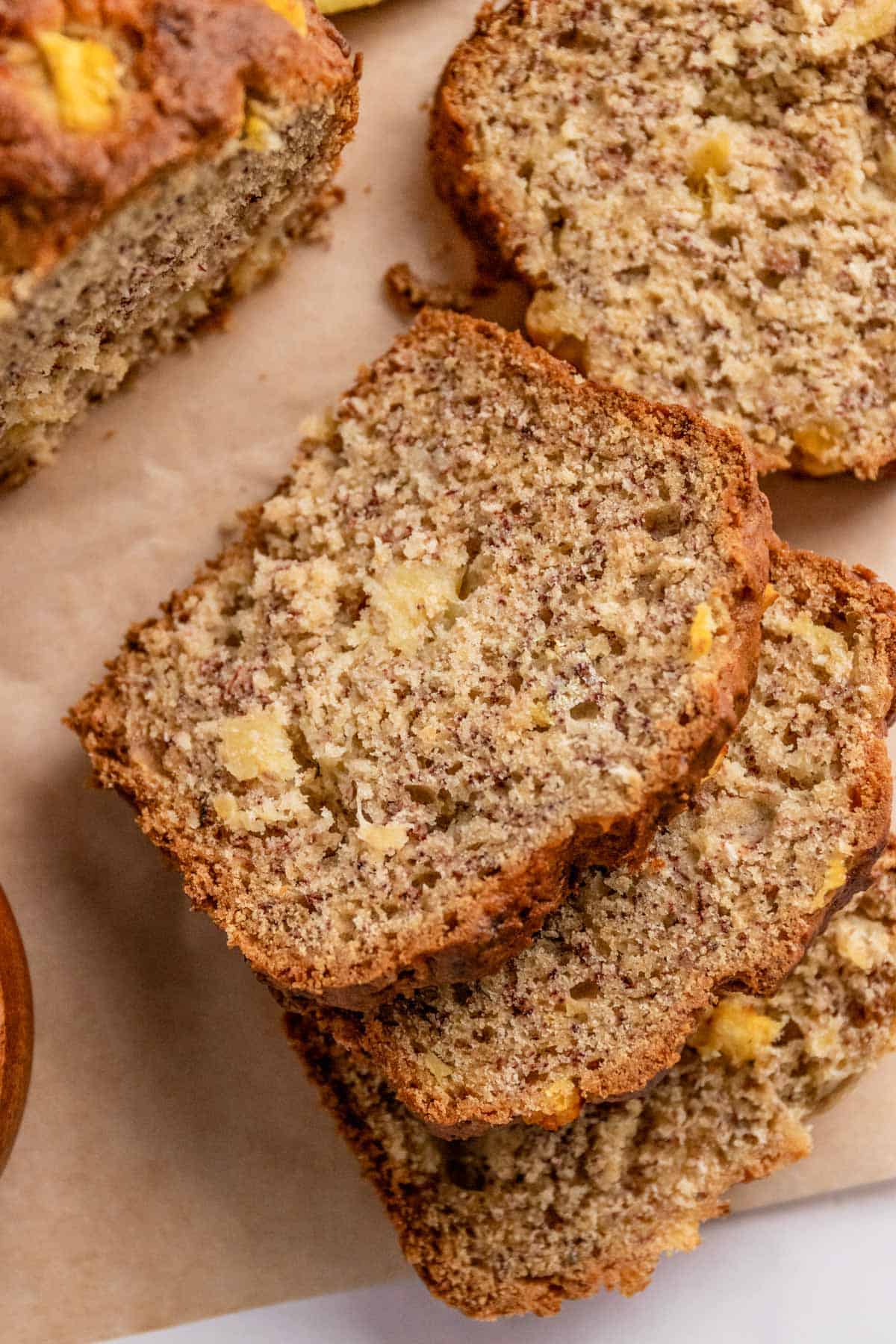 slices of tropical banana pineapple bread