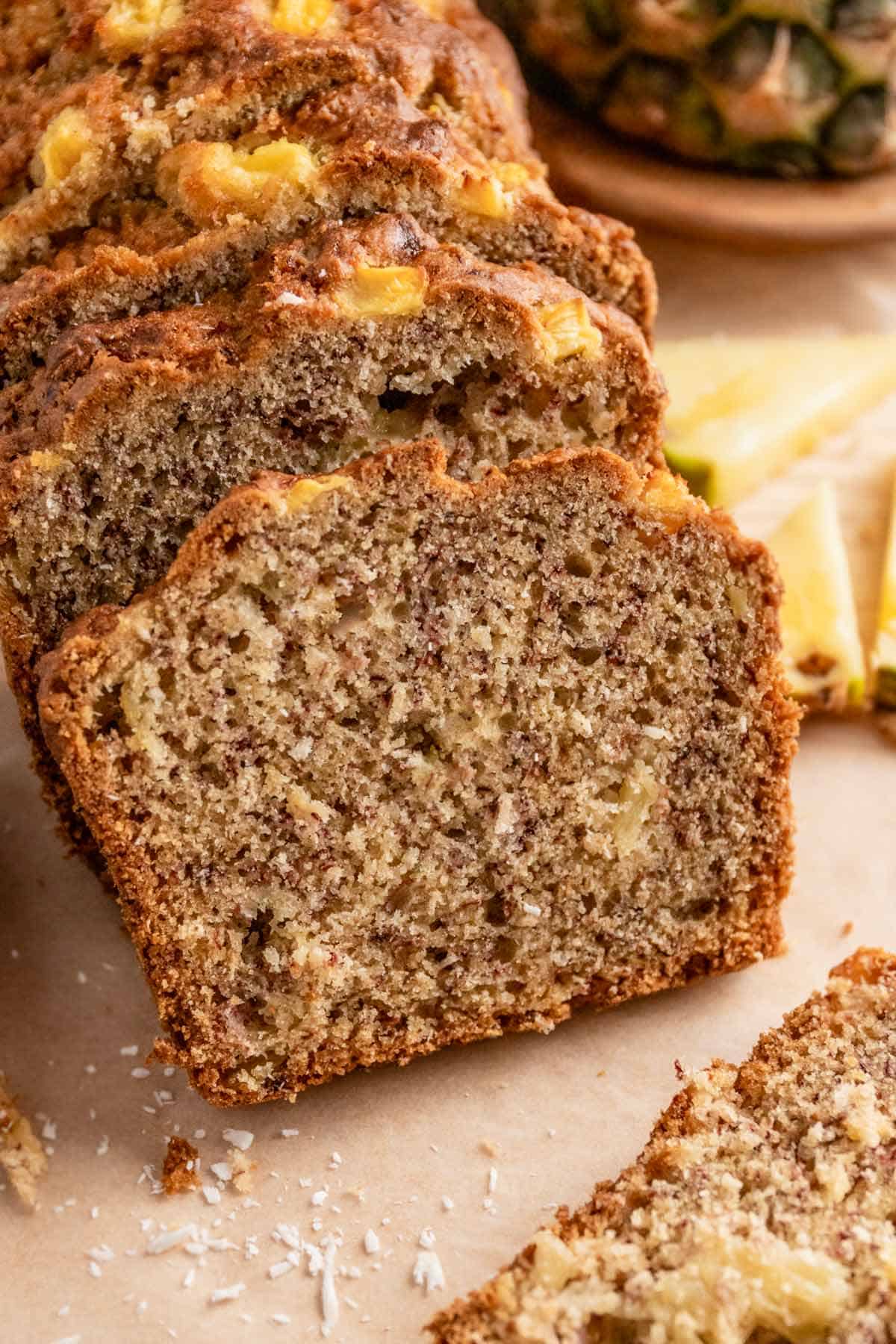 sliced Hawaiian banana pineapple bread