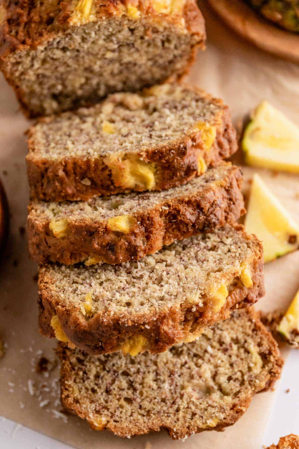 slices of banana pineapple bread