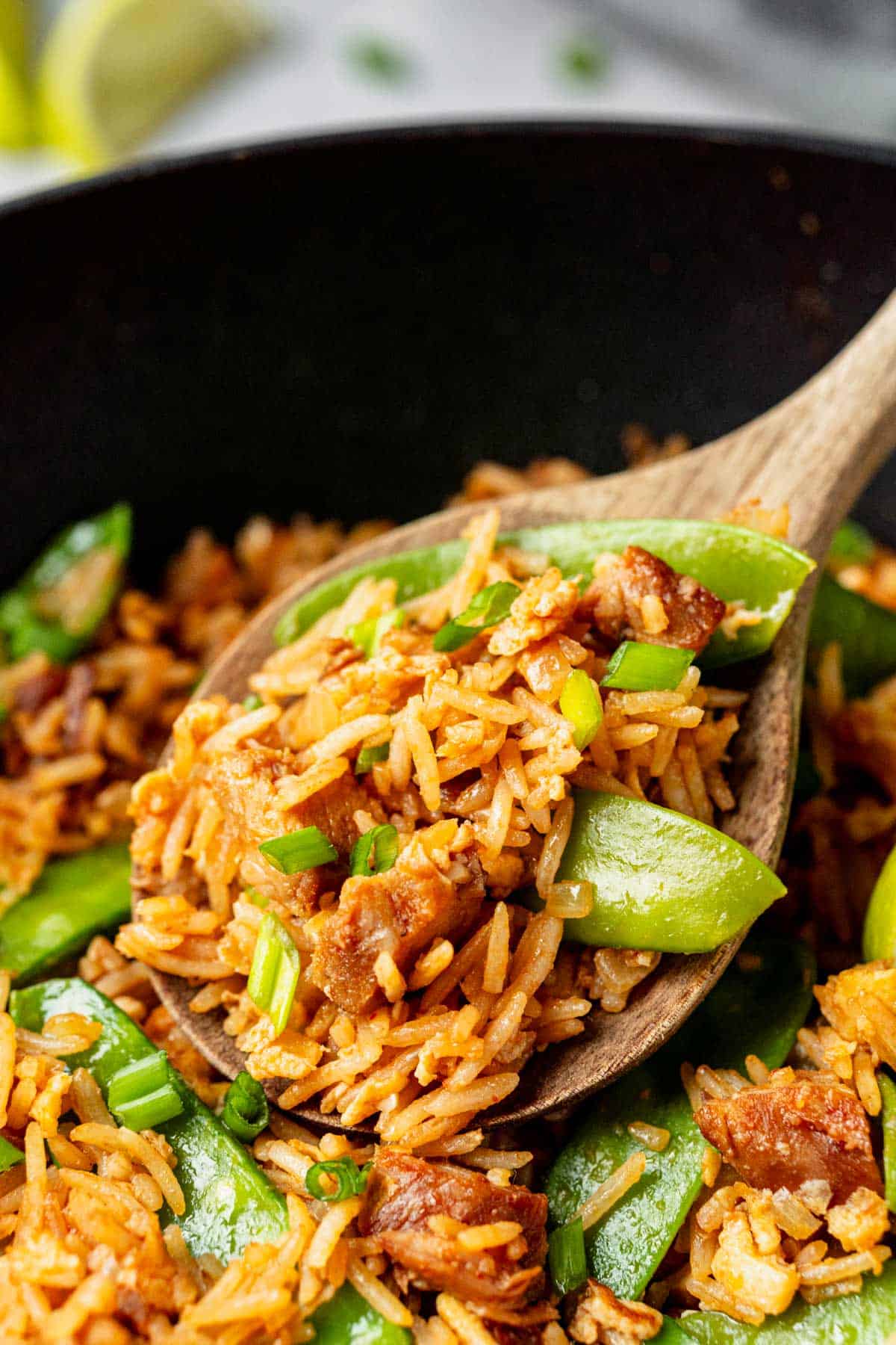 bbq fried rice with pork ribs.