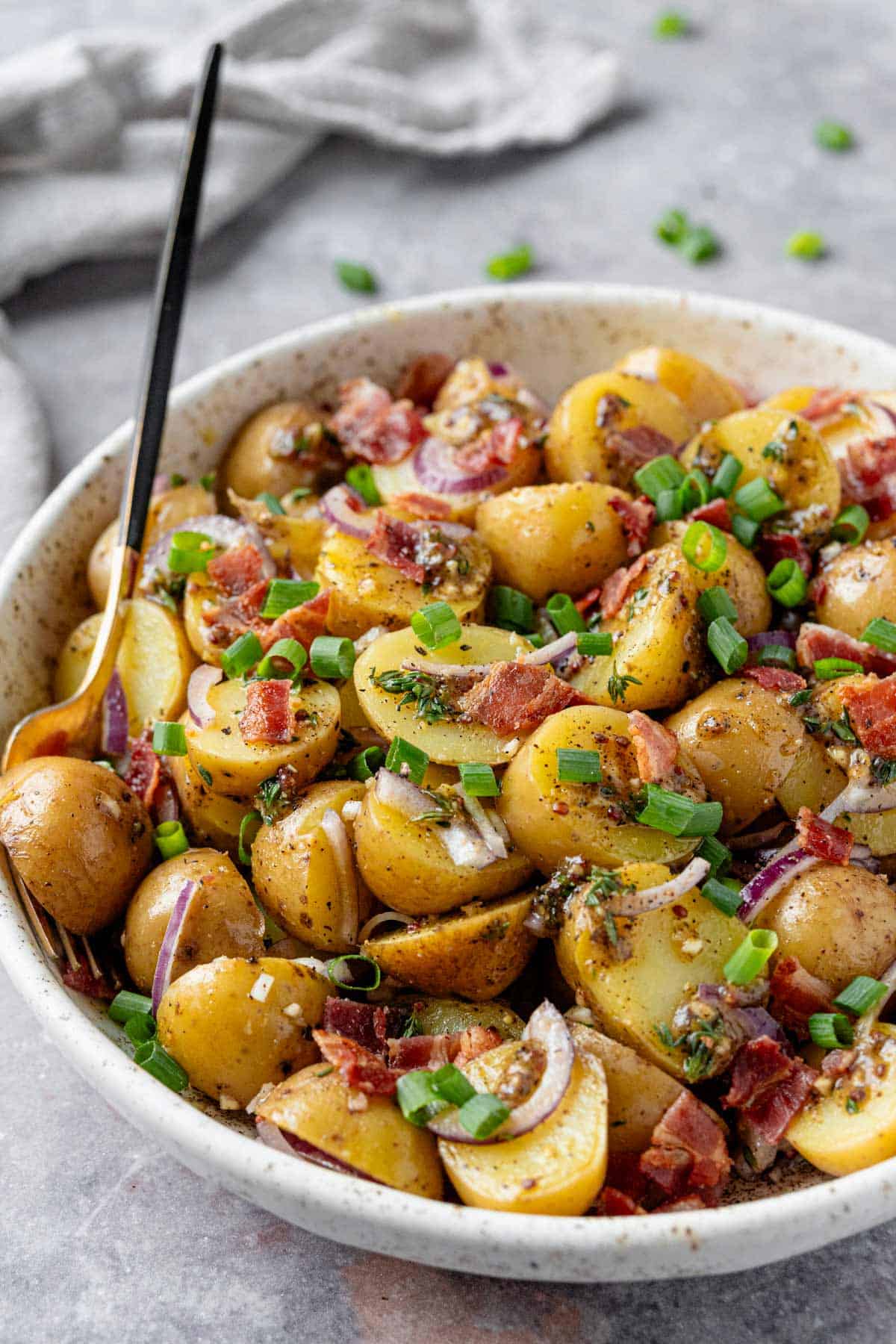 potato salad on a green plate bowl