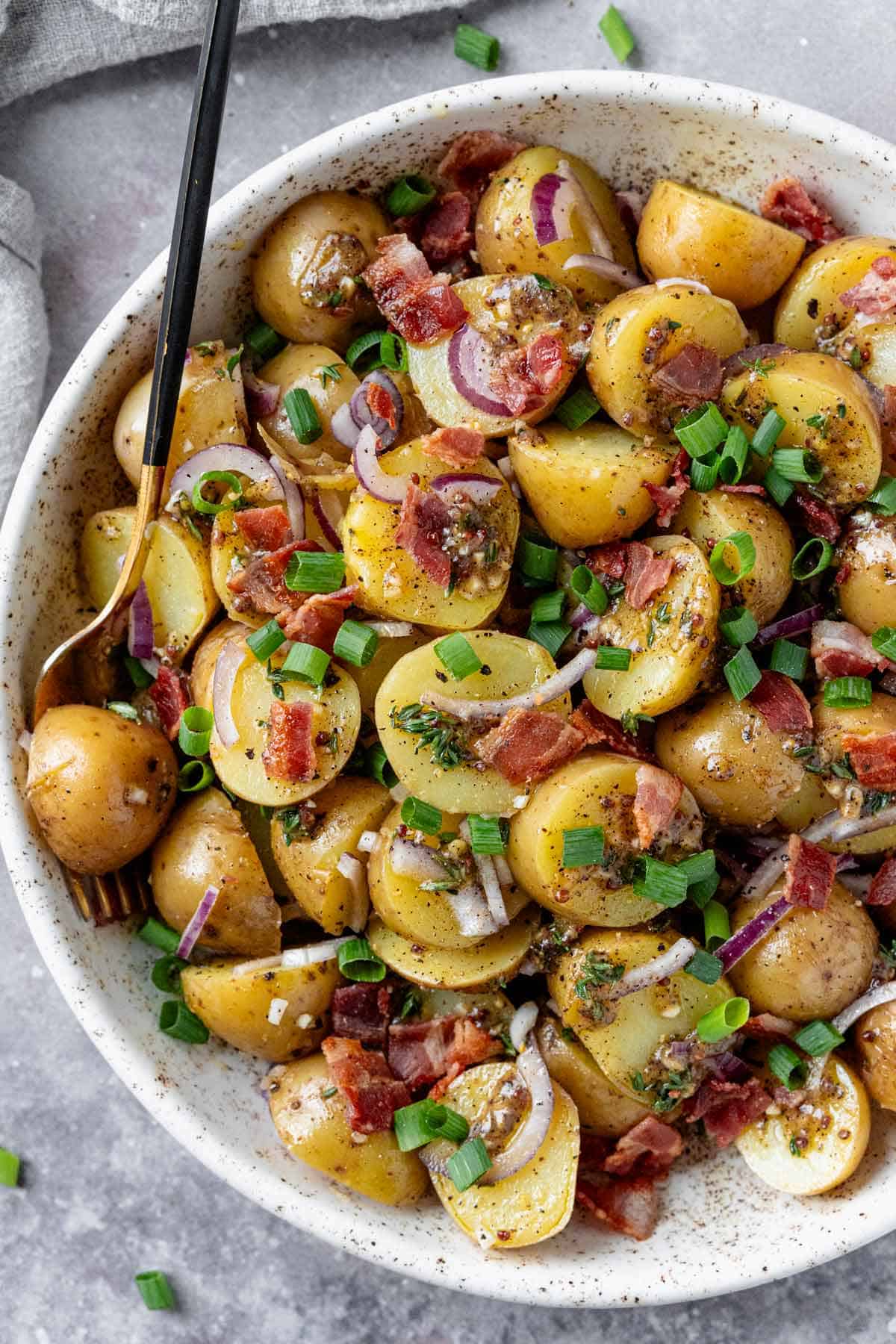 potato salad on a green plate bowl