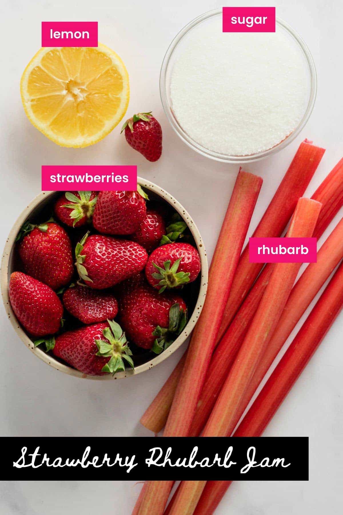 strawberry rhubarb jam ingredients