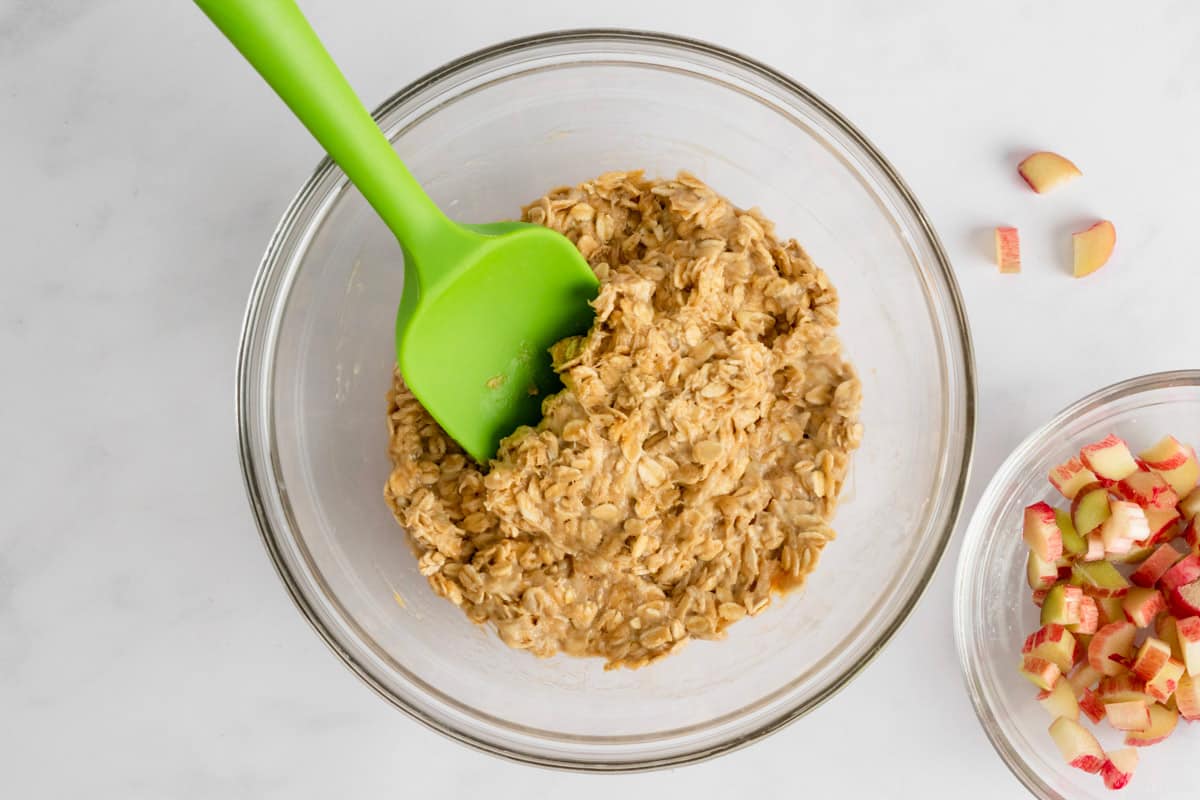 oats and peanut butter mixed in a bowl